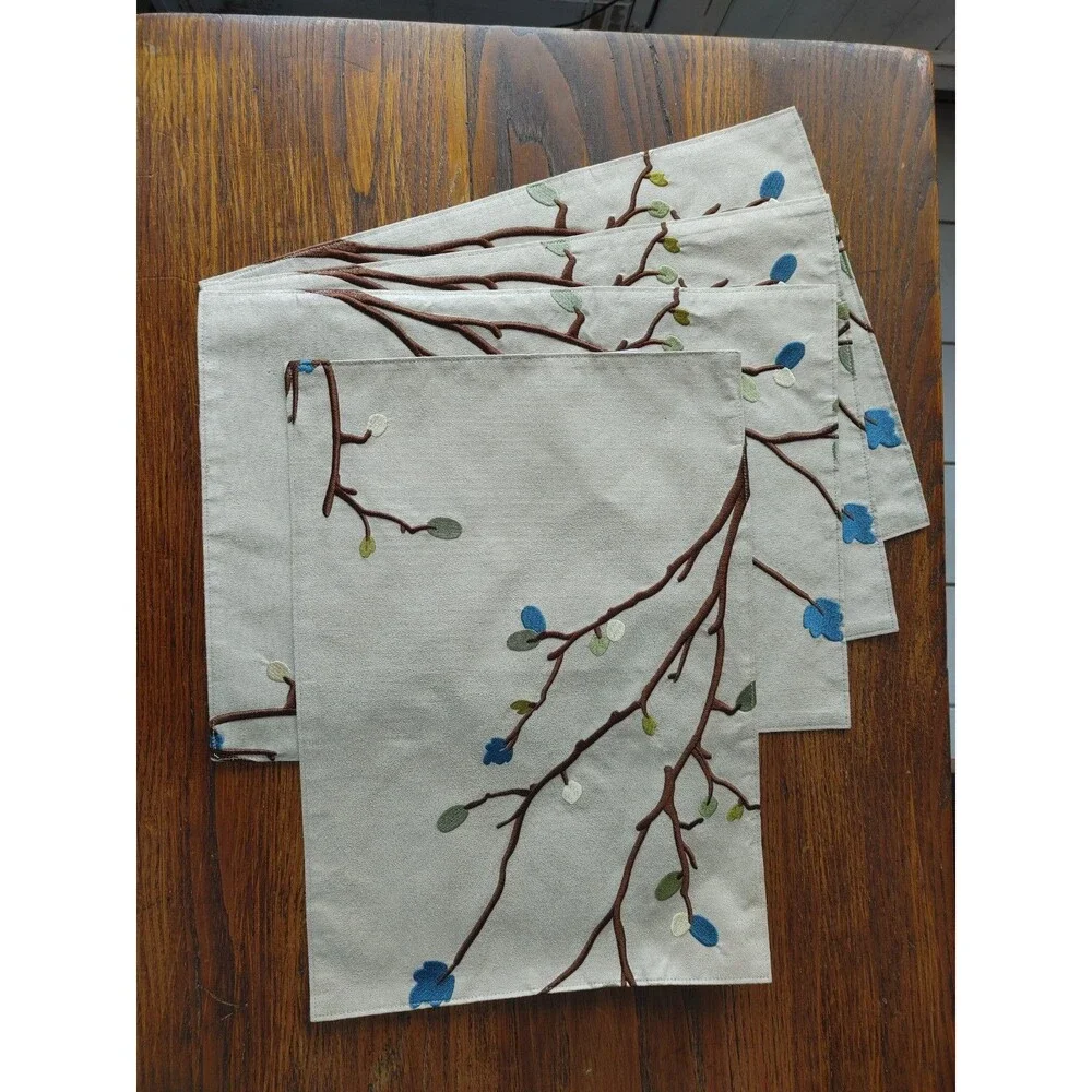 Branches Embroidery Placemats Set Very Nice SEE PICS
